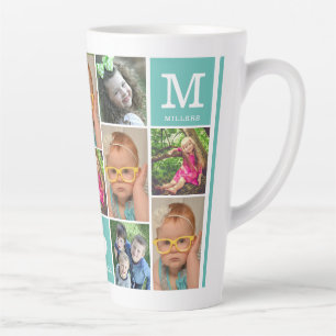 Tasse Latte Créez votre propre 12 photo Collage Monogramme Tu