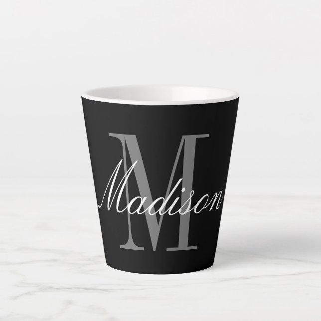 Tasse Latte Créez votre propre nom initial de monogramme (Devant)