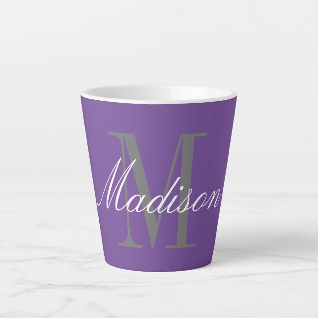 Tasse Latte Créez votre propre nom initial de monogramme (Devant)