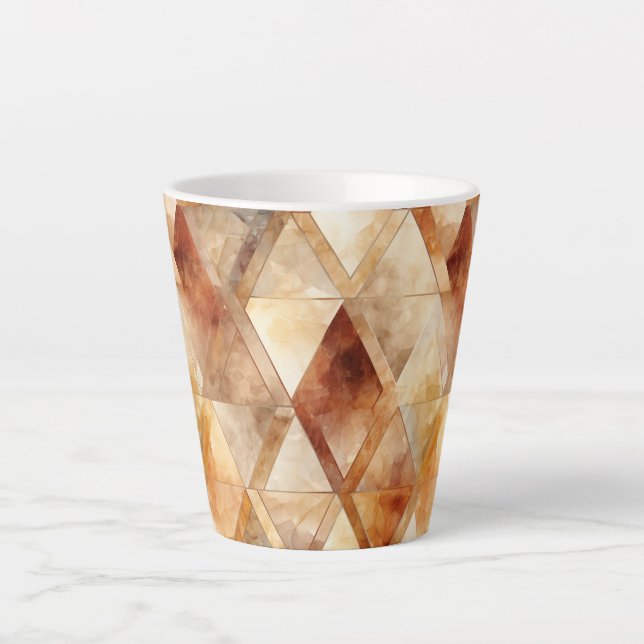 Tasse Latte Crème Bourgogne Rouge Triangles Or Noël (Devant)