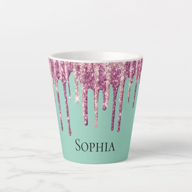 Tasse Latte Crème de crème glacée rose à la menthe Parties sci (Devant)