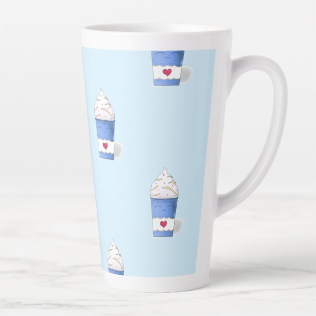 Tasse Latte Crème en latte et écaillée (bleu) (Droite)