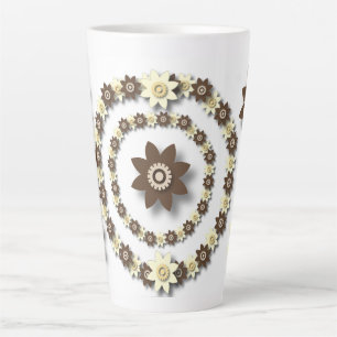 Tasse Latte Crème et floral marron chocolat