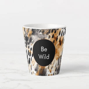 Tasse Latte Crème noire blanche léopard animal Anniversaire