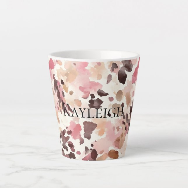 Tasse Latte Crème rose Brown léopard Anniversaire (Devant)