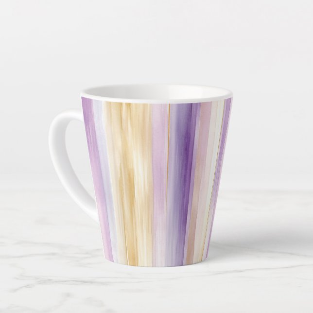 Tasse Latte Crème violet romantique Iris Stripes Fête des mari (Angle gauche)