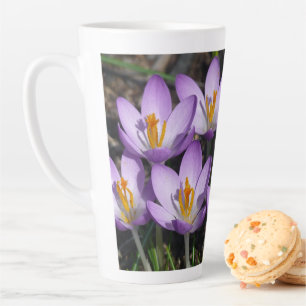 Tasse Latte Crocus violets ensoleillés