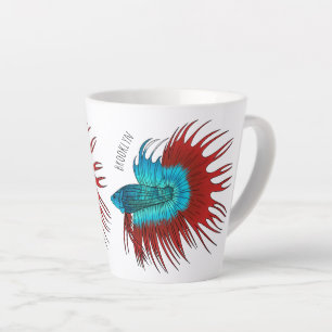 Tasse Latte Crowntail betta fish dessin animé