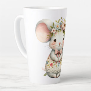 Tasse Latte Cuisine Florale Souris Couronne Fleur