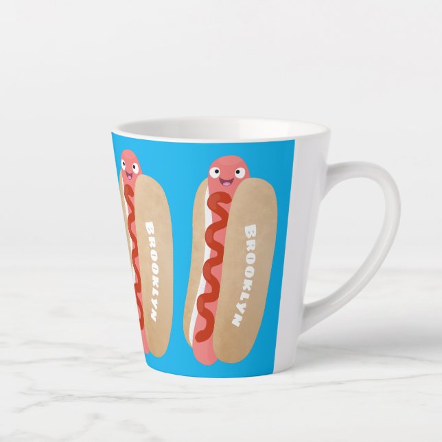 Tasse Latte Curieux hot dog Weiner dessin animé (Droite)