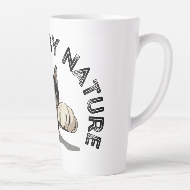 Tasse Latte Curieux Par Nature Punching Design de chat (Droite)
