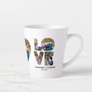 Tasse Latte Custom modern love 4 photo collage pour couples