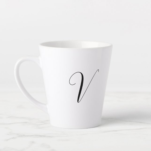 Tasse Latte Custom monogram script initial (Gauche)
