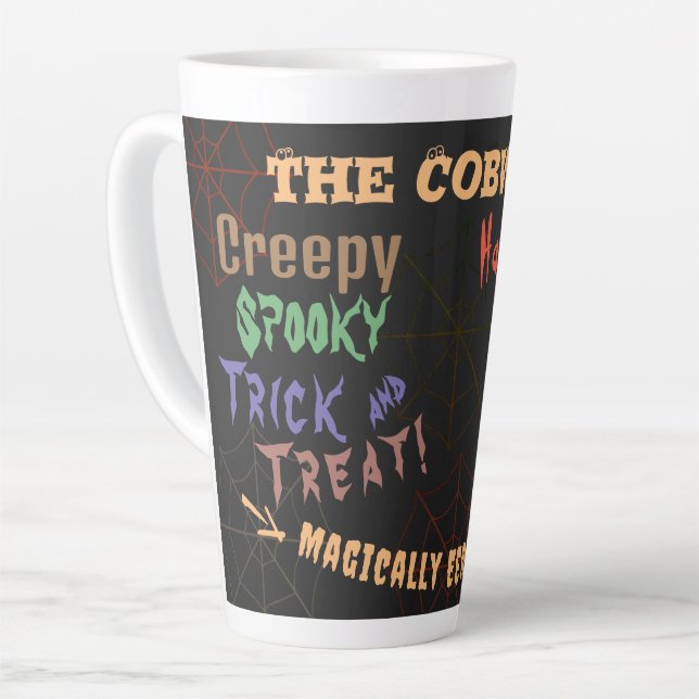 Tasse Latte Custom Spooky Halloween Magically Eerie Potions (Angle gauche)