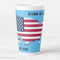 Customisé Né aux Etats-Unis Carte Drapeau Rouge Bl