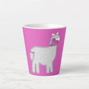 Tasse Latte Cute Alpaca avec coeur de parties scintillant