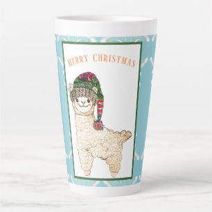 Tasse Latte Cute alpaga avec casquette festif