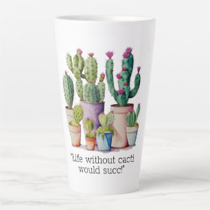 Tasse Latte Cute aquarelle cactus succulents dans les pots