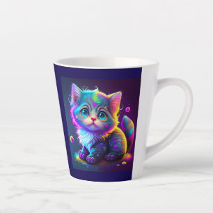 Tasse Latte Cute Colorful Chat Artwork numérique-79827