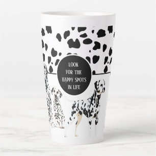 Tasse Latte Cute Dalmatiens Noir & Blanc Zones Joyeuses