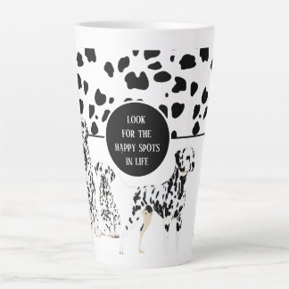 Tasse Latte Cute Dalmatiens Noir & Blanc Zones Joyeuses