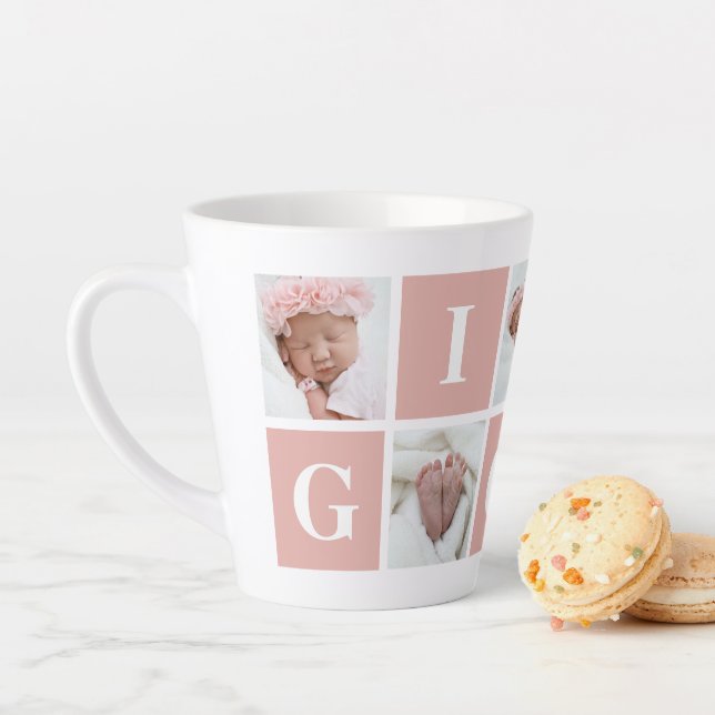 Tasse Latte Cute Gigi Grand-mère 5 Photo Collage (En situation)