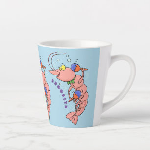 Tasse Latte Cute happy shrimp, dessin animé de crevettes