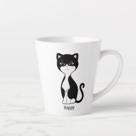 Tasse Latte Cute Happy Tuxedo Chat