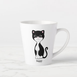 Tasse Latte Cute Happy Tuxedo Chat