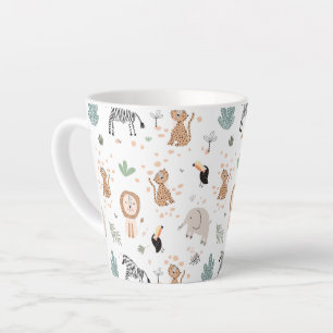 Tasse Latte Cute Jungle Rainforest Animaux Motif