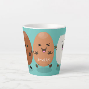 Tasse Latte Cute kawaii oeufs humoristique dessin animé