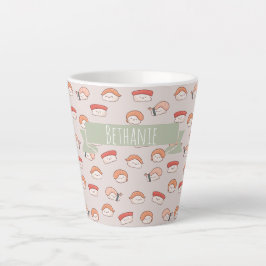 Tasse Latte Cute Nigiri Sushi Motif sans couture