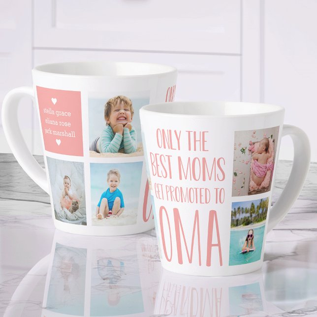 Tasse Latte Cute Oma Petits-Enfants Photo & Nom (Créateur téléchargé)
