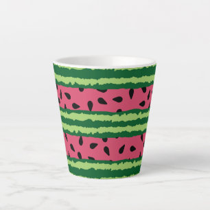 Tasse Latte Cute pastèque Motif rose et vert
