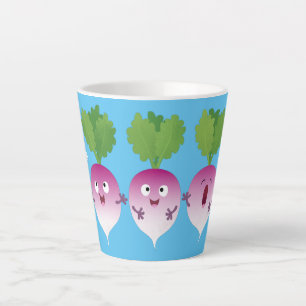 Tasse Latte Cute turnip légumes trio chanter dessin animé