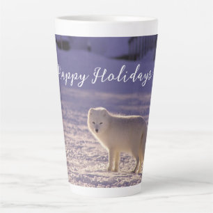 Tasse Latte Cute White Arctic Fox neige hiver Photographie