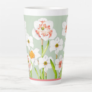 Tasse Latte Daffodiques sur une grosse boue en latte