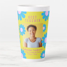 Tasse Latte Daisy Meilleur enseignant Photo Jaune