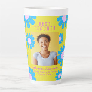 Tasse Latte Daisy Meilleur enseignant Photo Jaune