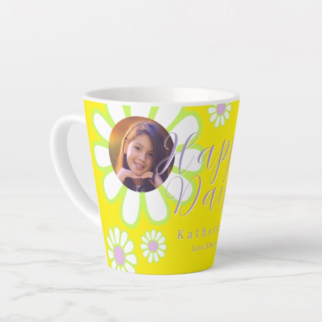 Tasse Latte Daisy Simple Photo Jaune (Angle gauche)