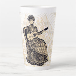 Tasse Latte Dame avec guitare