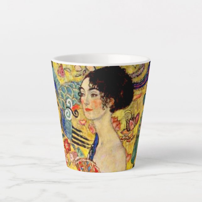 Tasse Latte Dame Gustav Klimt avec ventilateur (Devant)