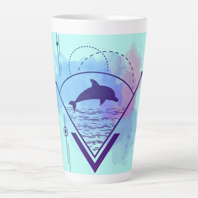 Tasse Latte Dauphin géométrique moderne (Devant)