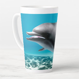 Tasse Latte Dauphin Nageant Sous l'Eau dans une Mer Turquoise