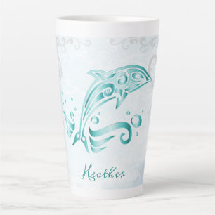 Tasse Latte Dauphin turquoise tlatte personnalisée
