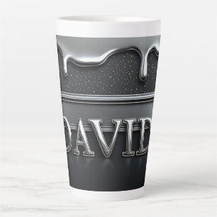 Tasse Latte David Nom en Métal Liquide Chrome