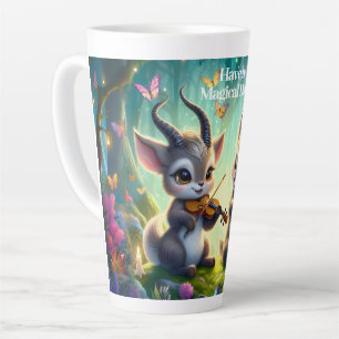 Tasse Latte De mignons saolas jouent aux violons dans une forê