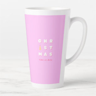 Tasse Latte Décor de Noël rose Abstrait