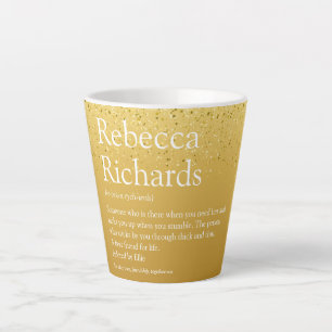 Tasse Latte Définition de nom Paillettes dorées Moderne Amusan