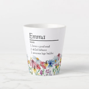 Tasse Latte Définition de nom Pays Fleur sauvage Bordure